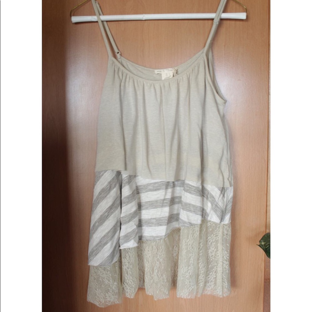 Tank with Stripes and Lace